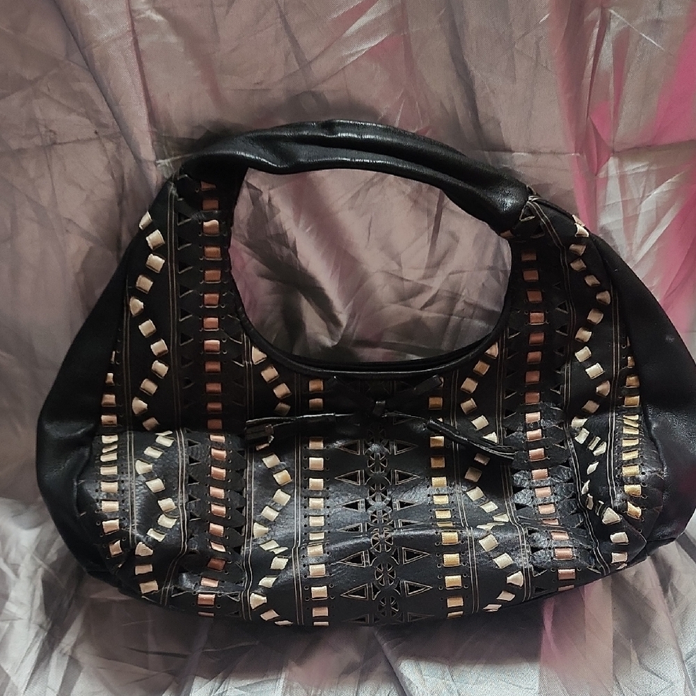 Black and Tan Patterned Women's Bag